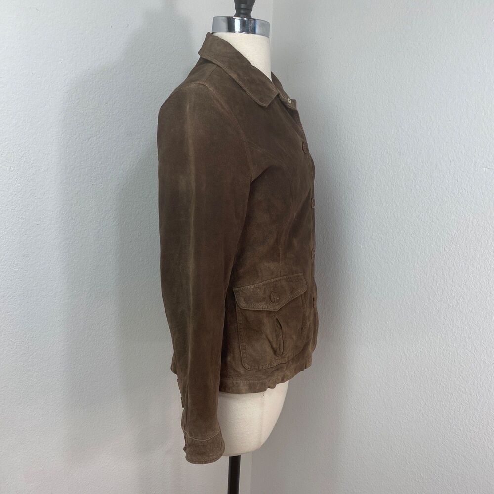 Vintage Eddie Bauer Seattle Suede Brown Jacket SM Washable Button Front Pocket - Picture 16 of 16